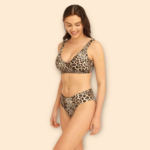 SEA LEVEL Bikini Leopard Print Australia Black Brown US Size 12 - Picture 1 of 13